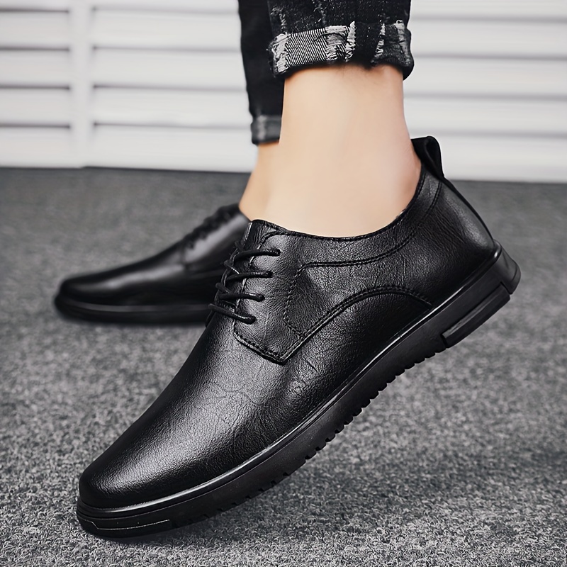 mens genuine faux leather dress shoes breathable soft sole - Temu
