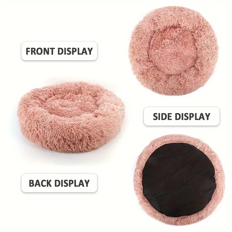 1pc winter warm bed fleece round pet mattress with plush polyester fill washable cozy bed for small medium pets soothing for durable easy pet beds for cats cat warming bed dog crate bed mat cat bed soft cushion large cat bed Product details 3