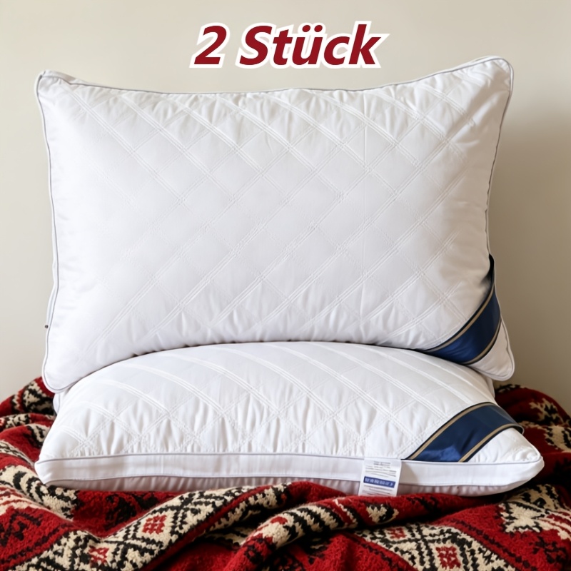 Image of 2 Pack , Soft Bed Pillows For Side Back Stomach Sleepers, Breathable Quilted Cover Bounce Back Soft Filling, Washable Standard Size Sleeping Pillows For Home Bedroom Adults, 750g*2/1500g