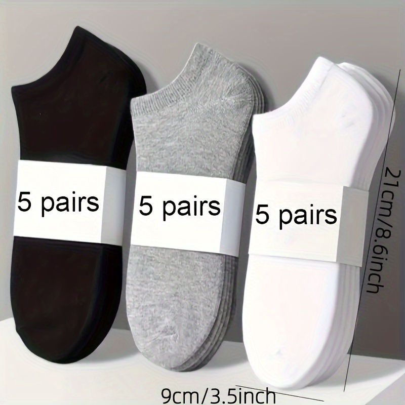 

5pairs Socks For Men And Women: Breathable, Sport Casual Boat Socks, , Solid Color, Breathable Soft, Suitable For All