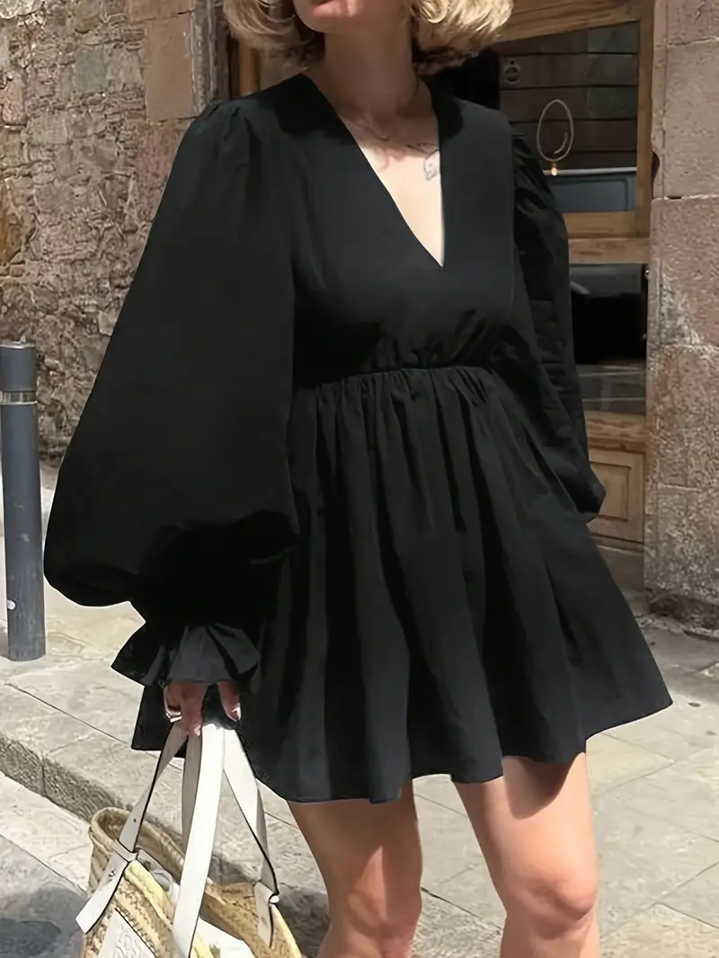 womens black v neck puff sleeve mini dress cuff - Temu Mauritius womens black v neck puff sleeve mini dress cuff - Temu Mauritius
