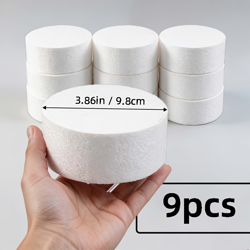 TEMU 9pcs EPS Polystyrène Cylindres Courts Épais et Gâteaux Ronds, Matériau de Base d'Artisanat Animal de Dessin 3D, Classe à Divers Ornements