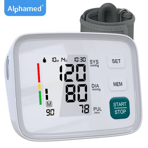 automatic upper arm blood pressure monitor with 8 7 17 inch cuff 90 memory functions reminder battery powered for home use durable construction