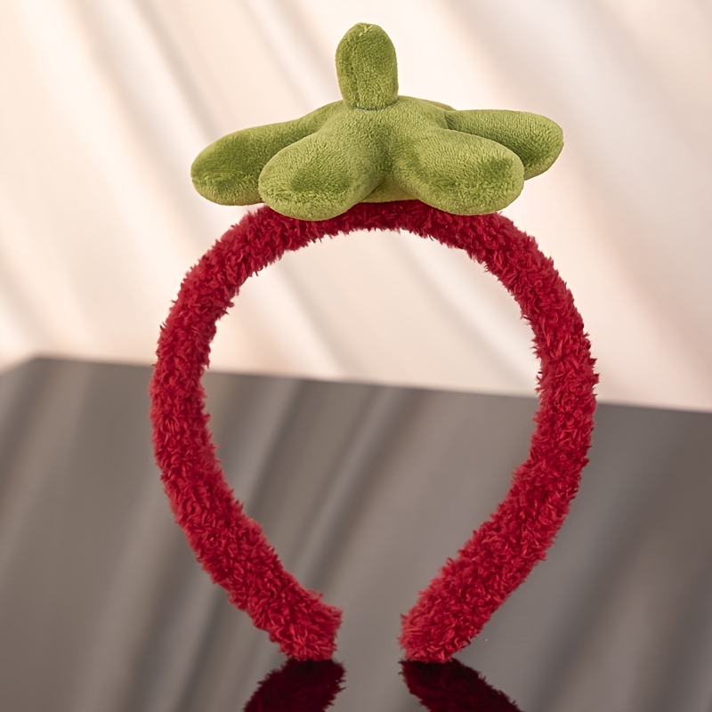 Spa-Stirnband & Armband Set Für Hautpflege – Erdbeer-Design, Wasserabsorbierend, Für Frauen & Mädchen