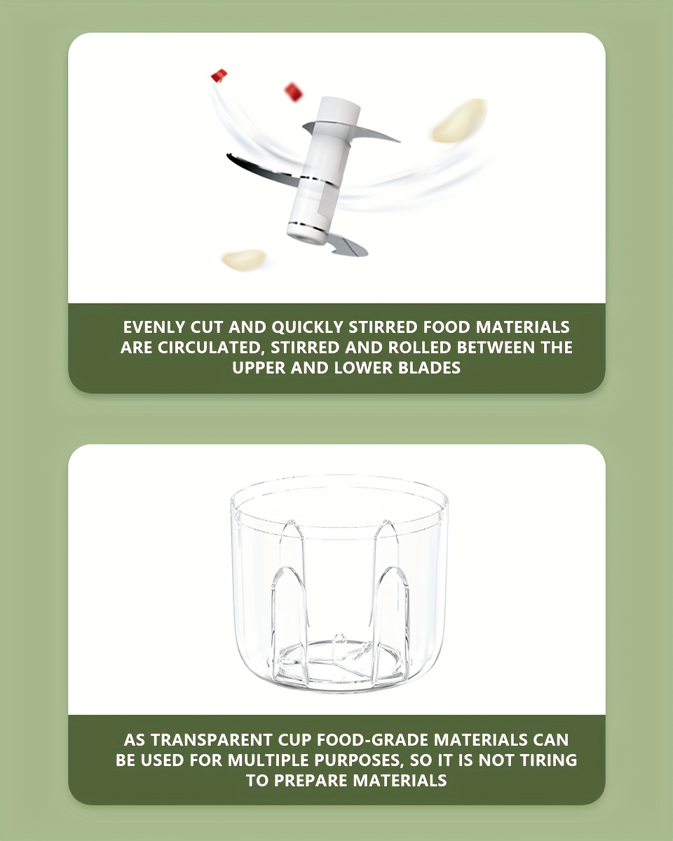 usb portable white garlic masher with vegetable cutter kitchen utensils and gadgets stainless steel blades curved design for kitchen restaurants   and spice grinder masher Product details 3