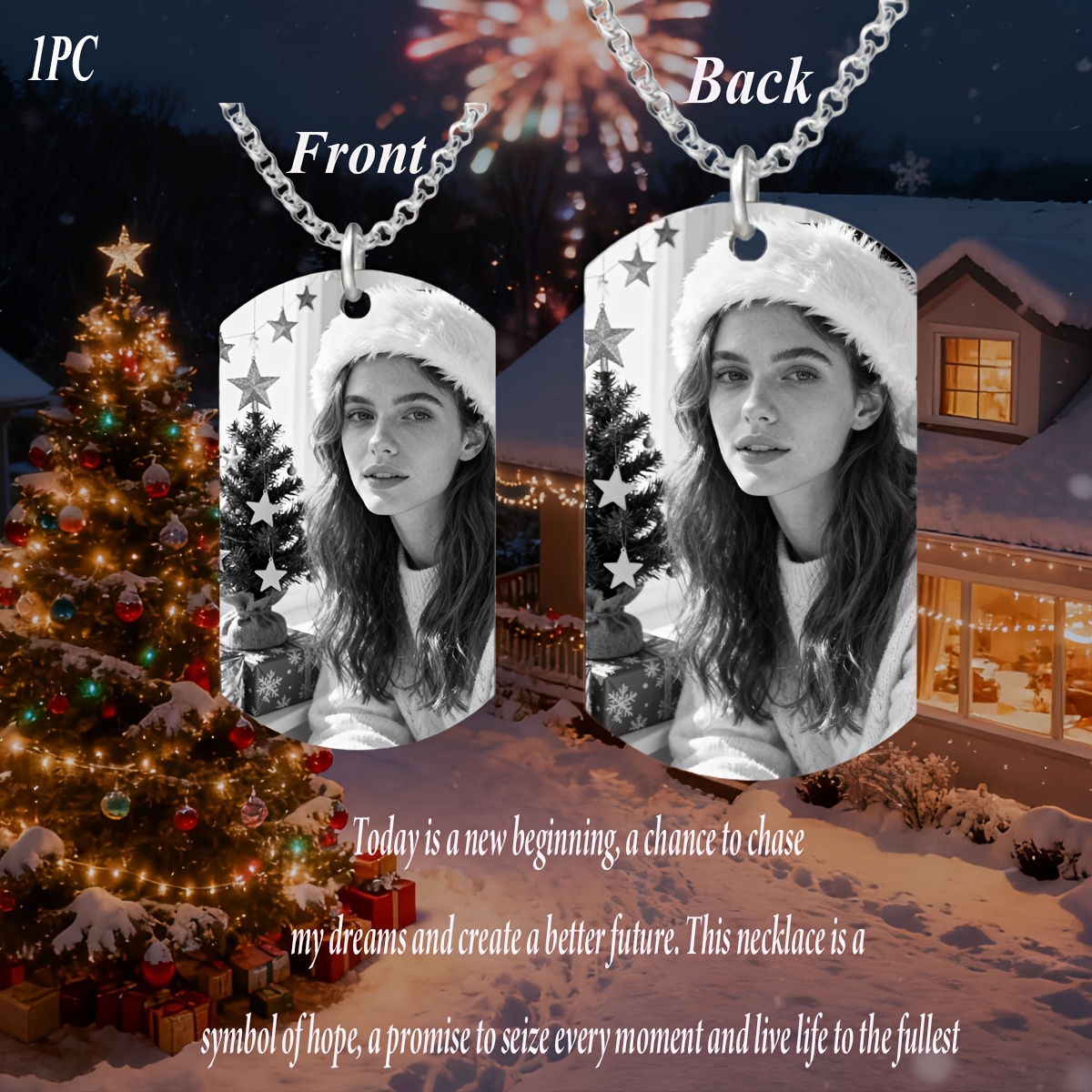 Custom Photo Necklace — Starlight Dog Tag Pendant