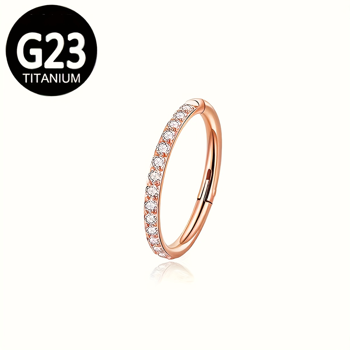 1pc G23 Titanium Nose And Earring With Synthetic Zirconia Inlay, Seamless Open Spiral Design For Bone , European And Piercing Jewelry