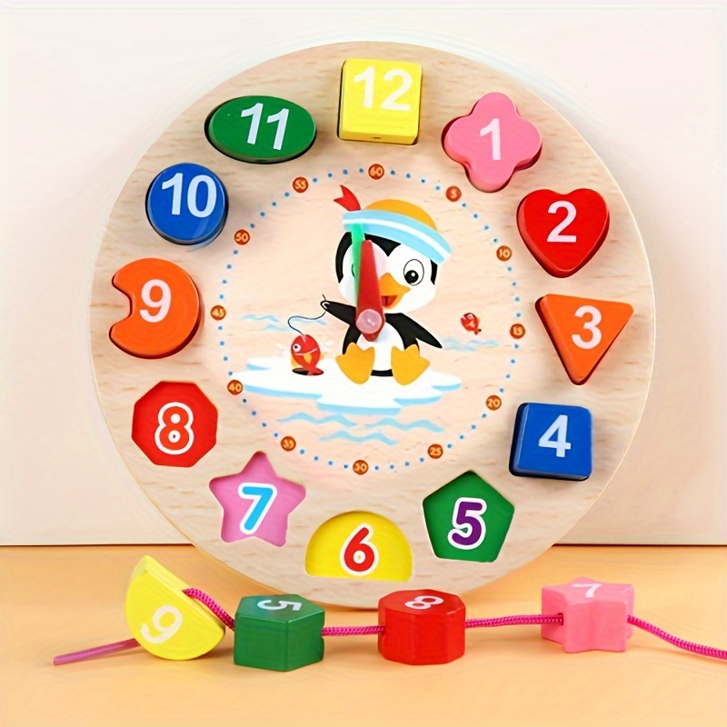 

Wooden Shape Color Sorting Clock, Teaching Time Number Blocks Puzzle Stacking Sorter Jigsaw Montessori Early Learning Educational Toy,holiday Gift, Christmas Gift