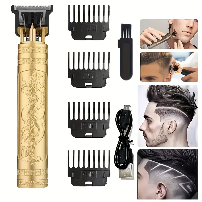 usb powered electric hair clipper with oil head engraving adjustable blade comb aluminum alloy body grooming use professional haircare stylish grooming accessory intricate detailing details 1