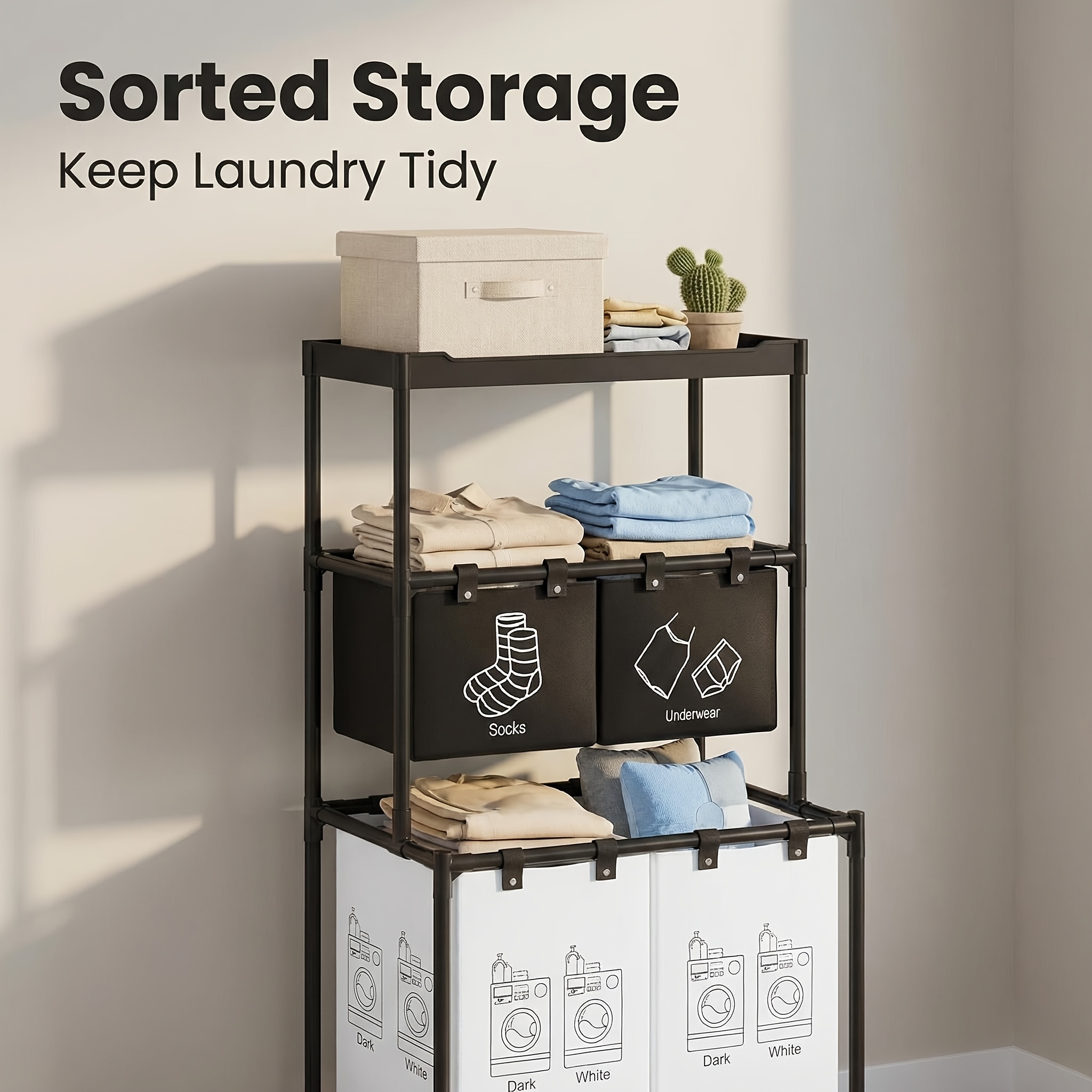 rolling laundry basket organizer metal frame fabric bin 57x44x128  white laundry baskets Product details 2