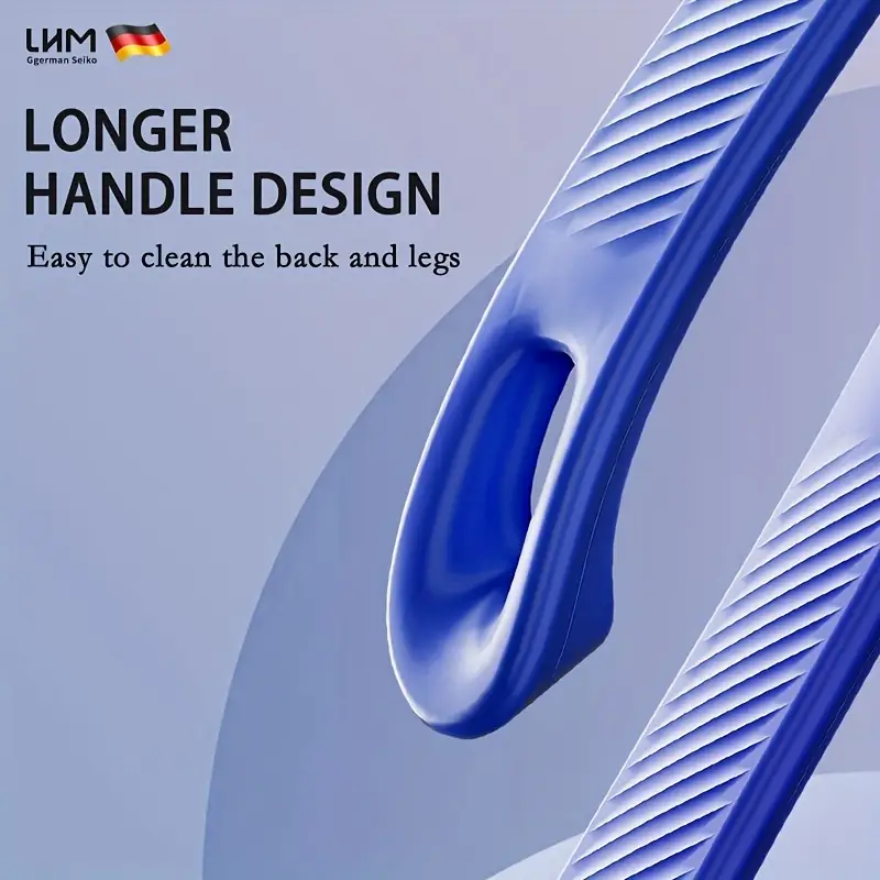 1pc bath brush long handle soft bristle shower scrubber back exfoliating body tool with non irritating nylon bristles for dead light beige removal blue Product details 4