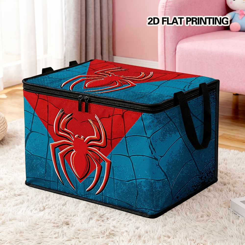 TEMU 1pc, Covered Storage Box. A Soft Fabric Storage Box, Designed With A Blue And Red Print, Specifically For . It Comes With A Lid And Is In Sizes,