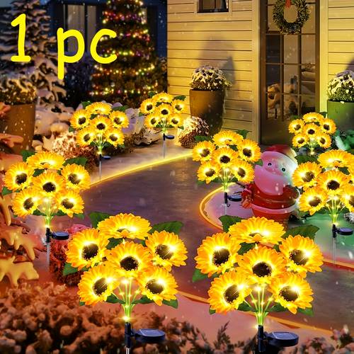 1pc6pcs solar sunflower garden lights solar flower string lights outdoor solar lights for parties garden decor courtyard and lawn decoration mothers day fathers day thanksgiving christmas new year decorations