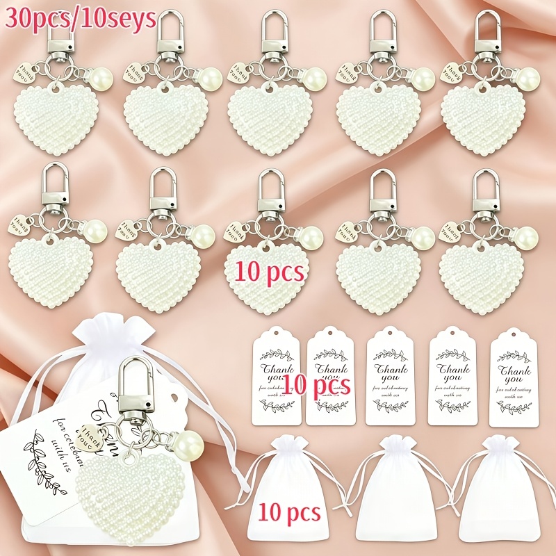 TEMU 30 pièces/10 lots de porte-clés de cœur, avec accessoires de cœur "", décorations pour étuis d'écouteurs, convient pour divers cadeaux de fêtes,
