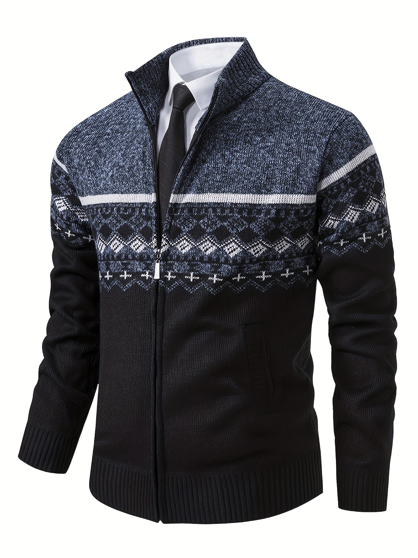 truien met ritssluiting, casual gebreide cardigan met geborduurde  , reguliere pasvorm, polyester,  /herfst buiten- en thuisdracht, kleine staande kraag, sportieve   0