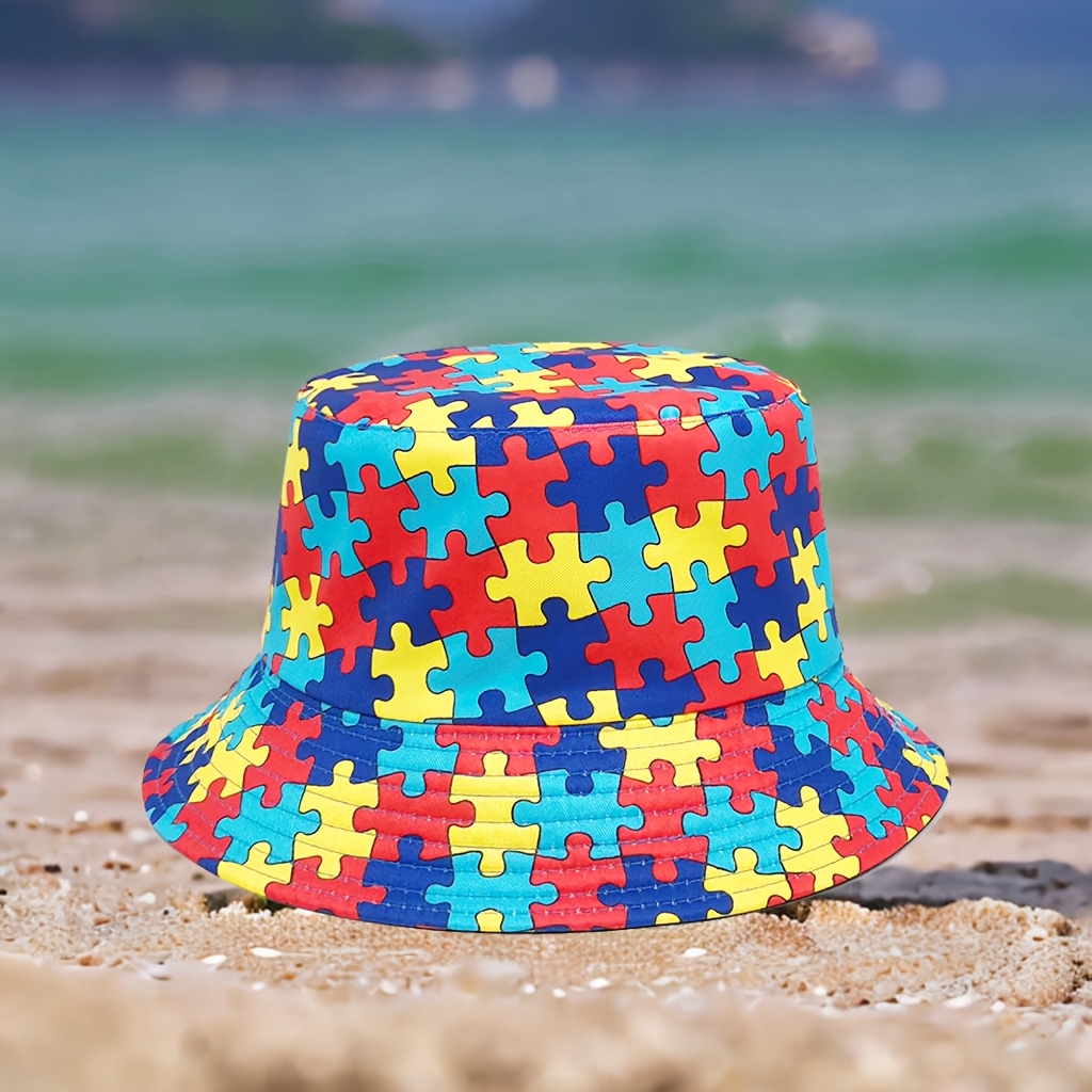TEMU Chapeau Bucket à Blocs de Couleur pour Hommes et Femmes, Idéal pour les Rassemblements Air, les Voyages et