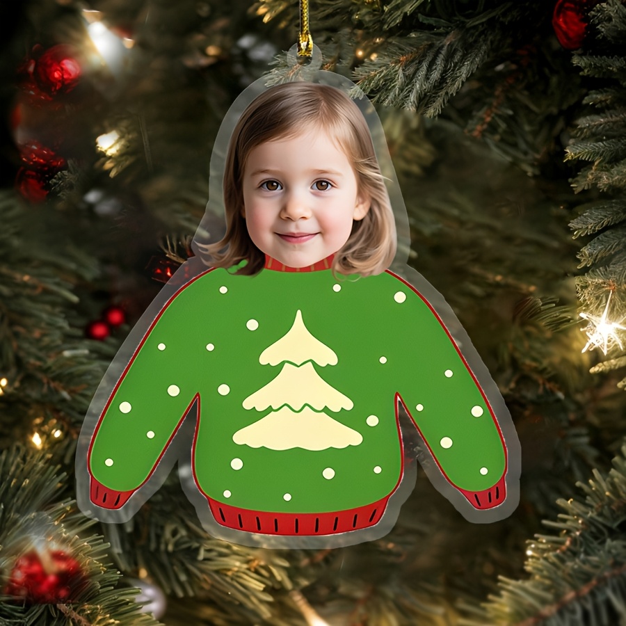TEMU Personalized Ornament - Photo/name/outfit Pvc Face Picture Keepsake With Golden Lanyard - Family Matching Holiday Party Decorations, Showers &
