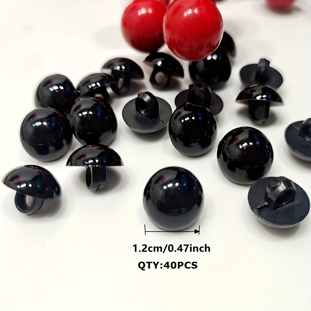 TEMU Boutons en plastique noir à 4 trous de 0,8 cm/1,2 cm/1,5 cm pour la couture et