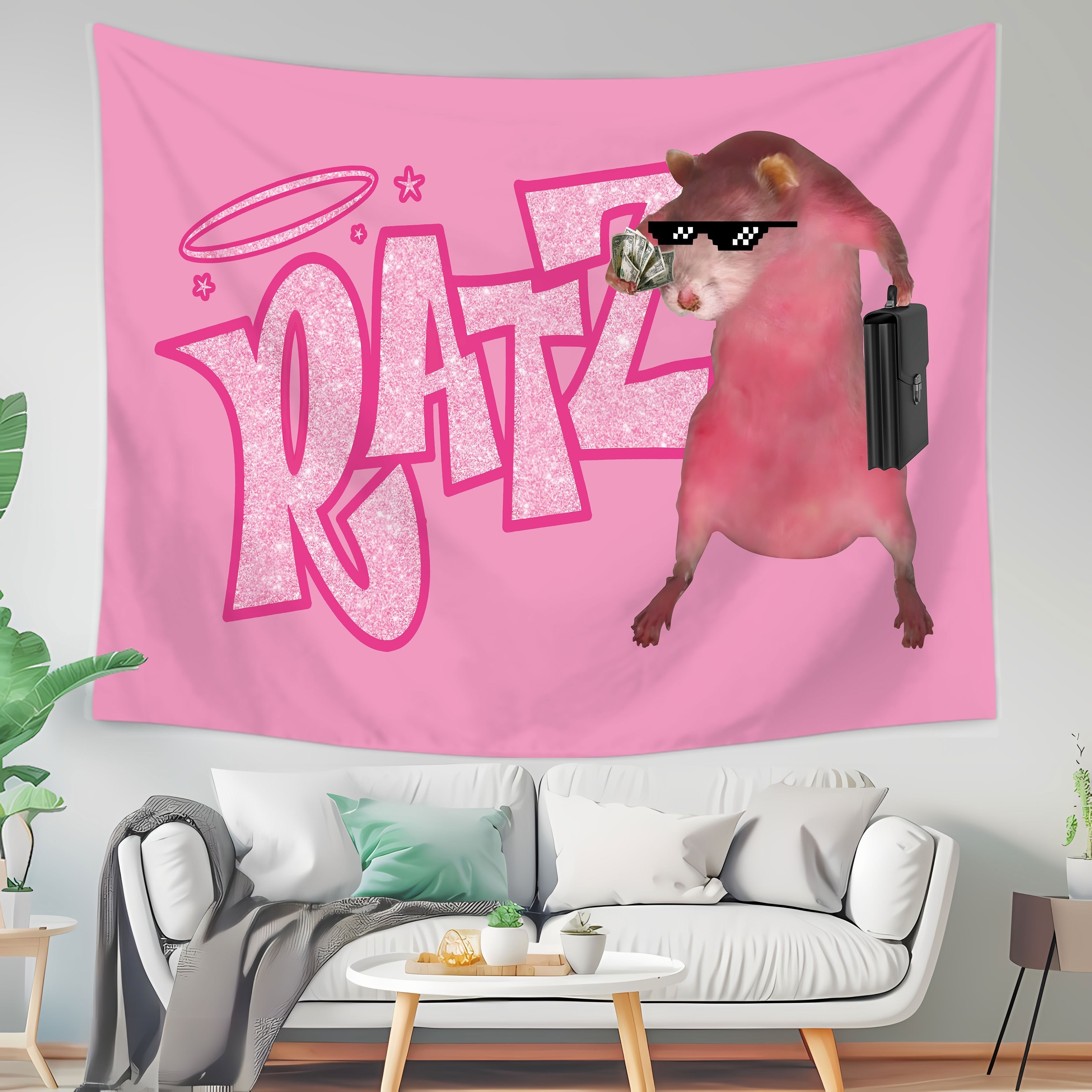 Meme Funny Pink Tapestry Anime Tapestry Novelty Gift for