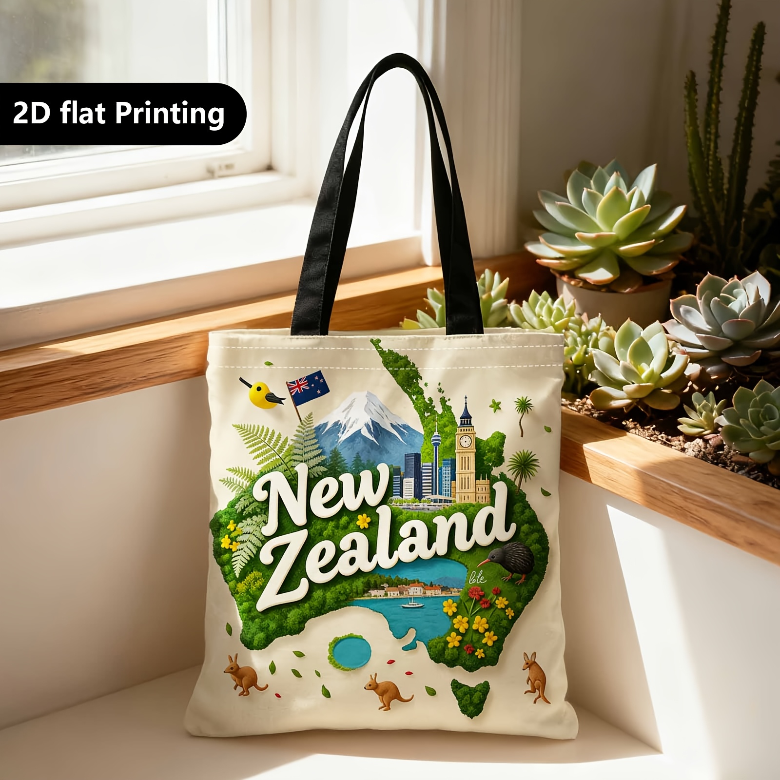 TEMU Shopper Bag,shopping Portable Shoulder Back Hand-held Bag,2d Double-sided Ing,new Zealand, , Wildlife,suitable For Travel, Cosmetics, Holiday