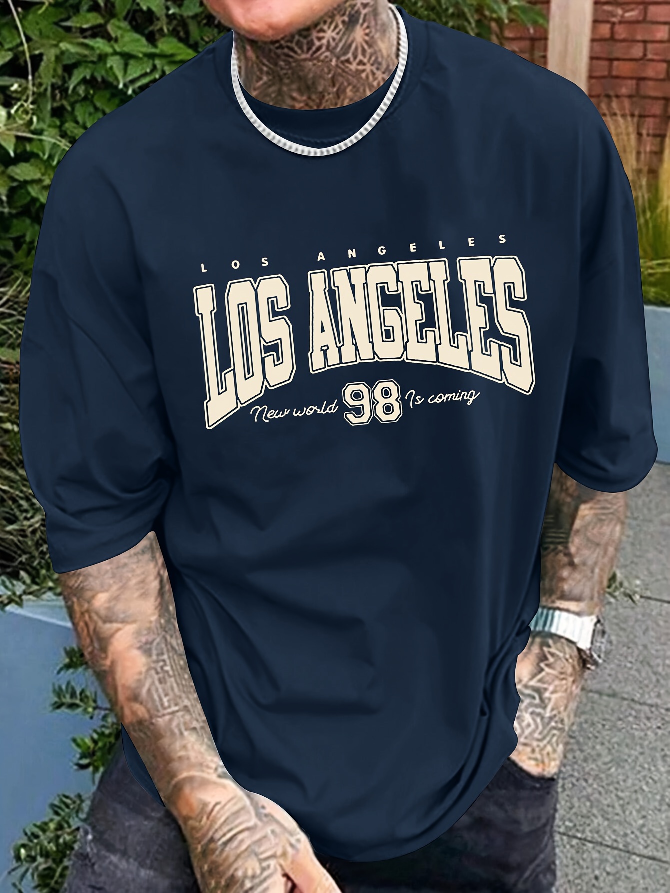 men's los angeles graphic print short sleeve t shirt casual