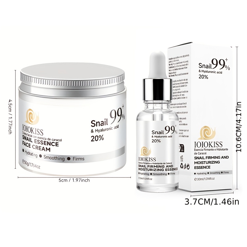 Image of 2pcs Snail Mucilage Cream With Snail Serum - 99% Face Moisturizer & Serum Suitable For Dry,, Mature Skin - Hydrating, Tightening Gel With Collagen & Niacinamide, 24 Skincare For & Men