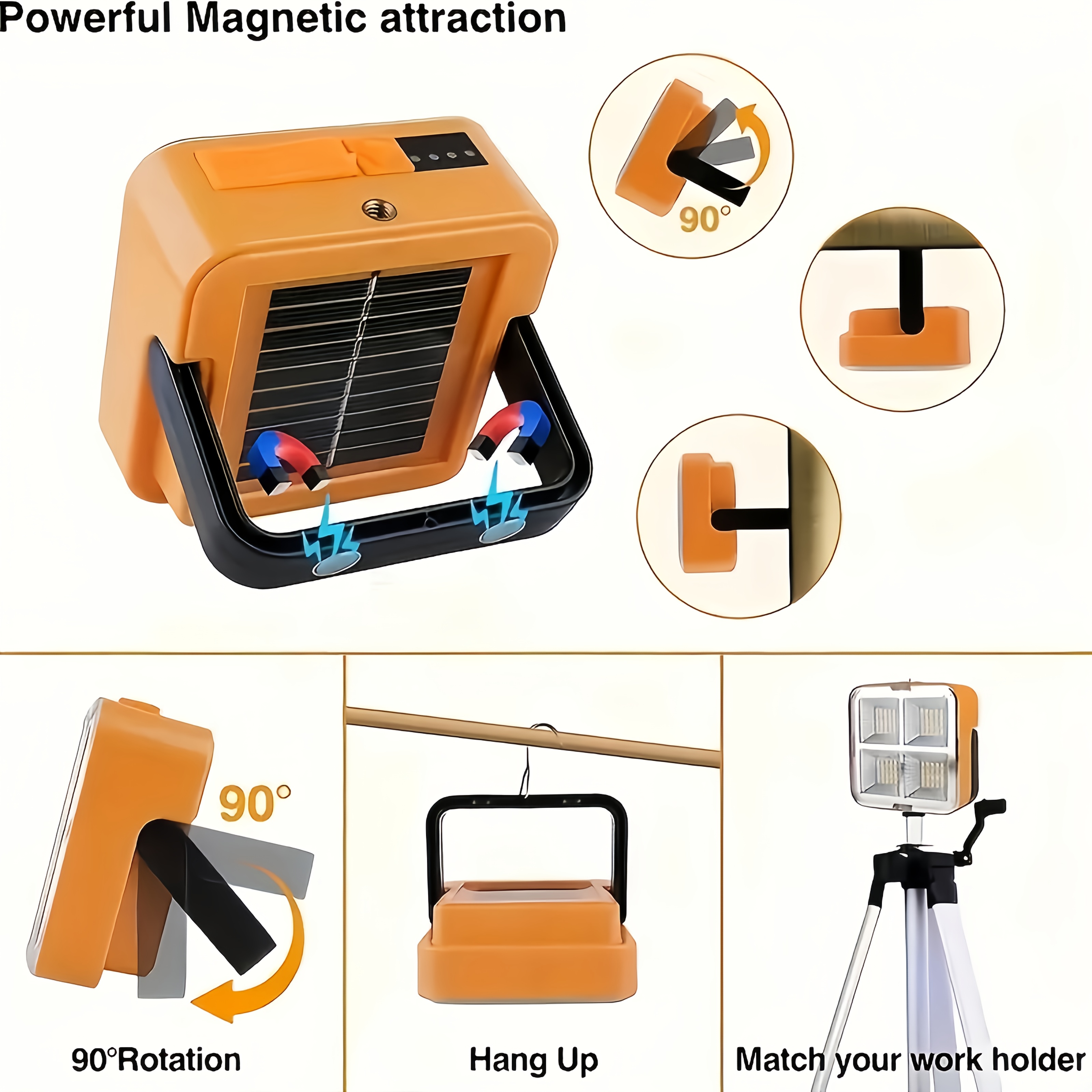 Solar Camping Lights Outdoor Portable Rechargeable Solar Flood Light LED Reflector Rechargeable Projector Floodlight Construction Lamp
