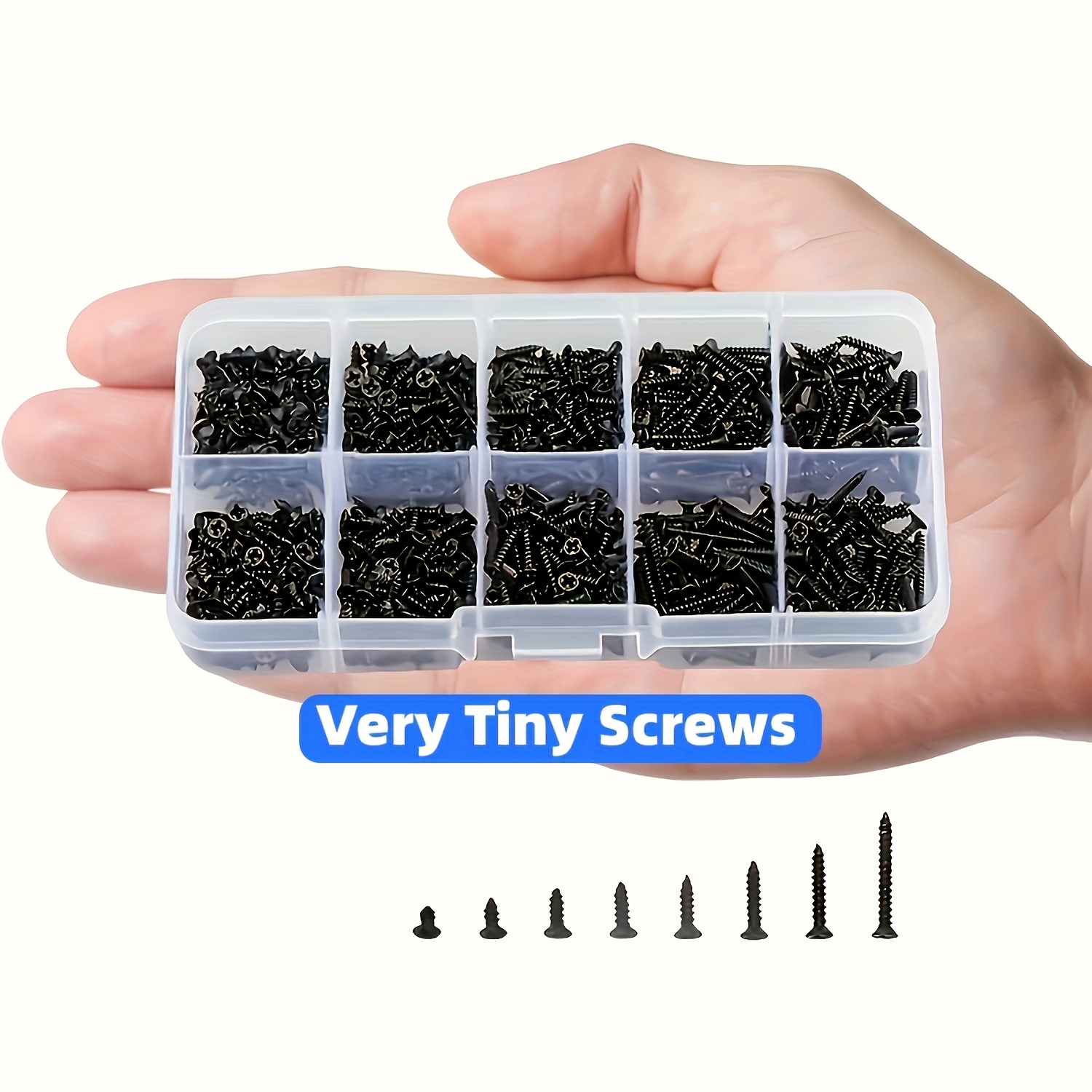 800pcs M2 Mini Self-tapping Screw Set, Black Oxide Metal Phillips Drive Screws, Sizes, With Storage Box For Appliance And Wood Repair