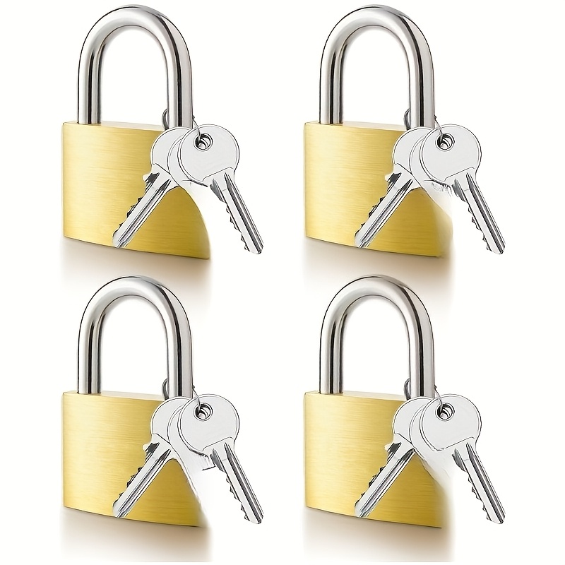 4pcs Mini Lock With 8 Keys - Heavy-duty Metal Cylinder Lock Suitable For S, Garage Doors, Luggage, Toolboxes - Weatherproof Security Lock With Mini Padlock & Keys