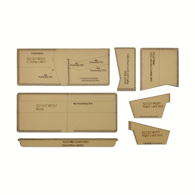 TEMU 7 Pezzi per Portafogli Corti Pieghevoli in Pelle a , Kit Fai da Te per Creare Portafogli, Accessori per Lavorazione del Cuoio, Modelli per