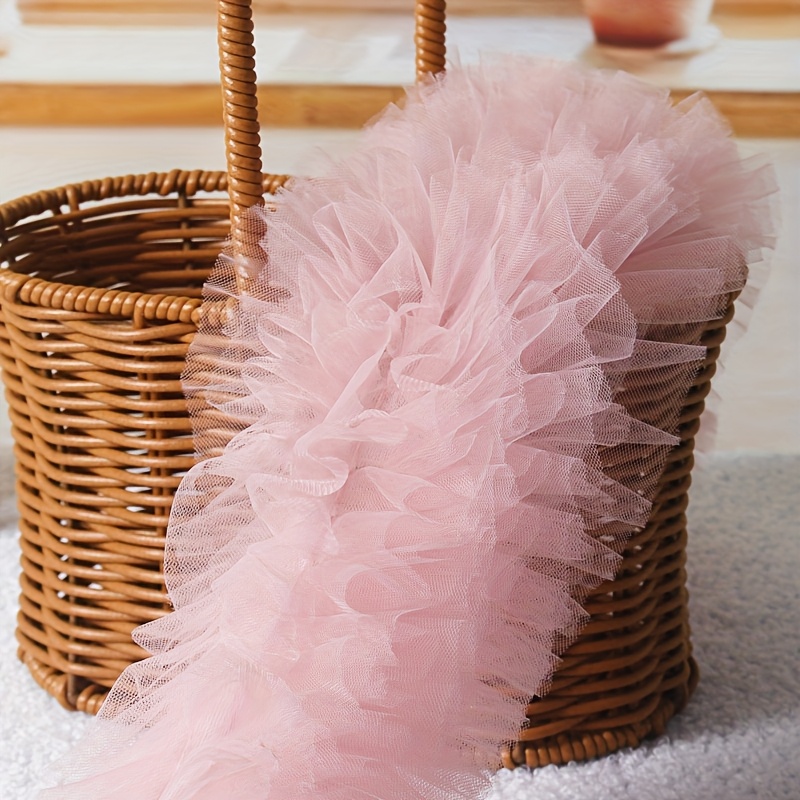 E-shop 1 Yard Mehrfarbige Raffinierte Spitze Mesh Trim Flauschige 3D Raffinierte Puff Gaze Spitze Trim Geeignet für Handgemachte Kragen Hut Rock