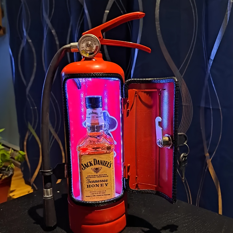   red mini bar in fire extinguisher design handcrafted metal wine cabinet for whiskey enthusiasts   gift details 3