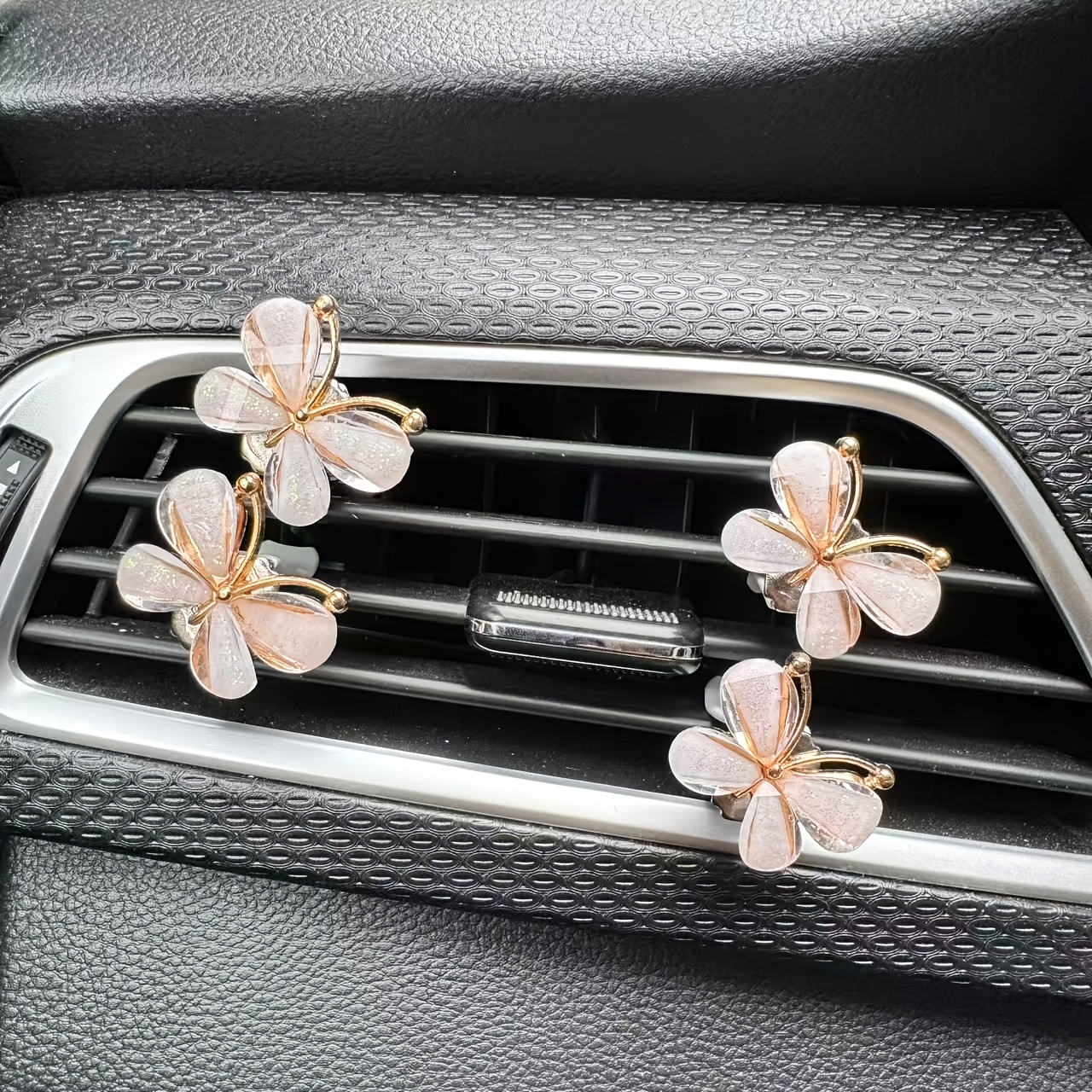 TEMU 4pcs Set Of Light Luxury Sparkling Decorative Clips, Car Air Fresheners, Car Vent Decorations