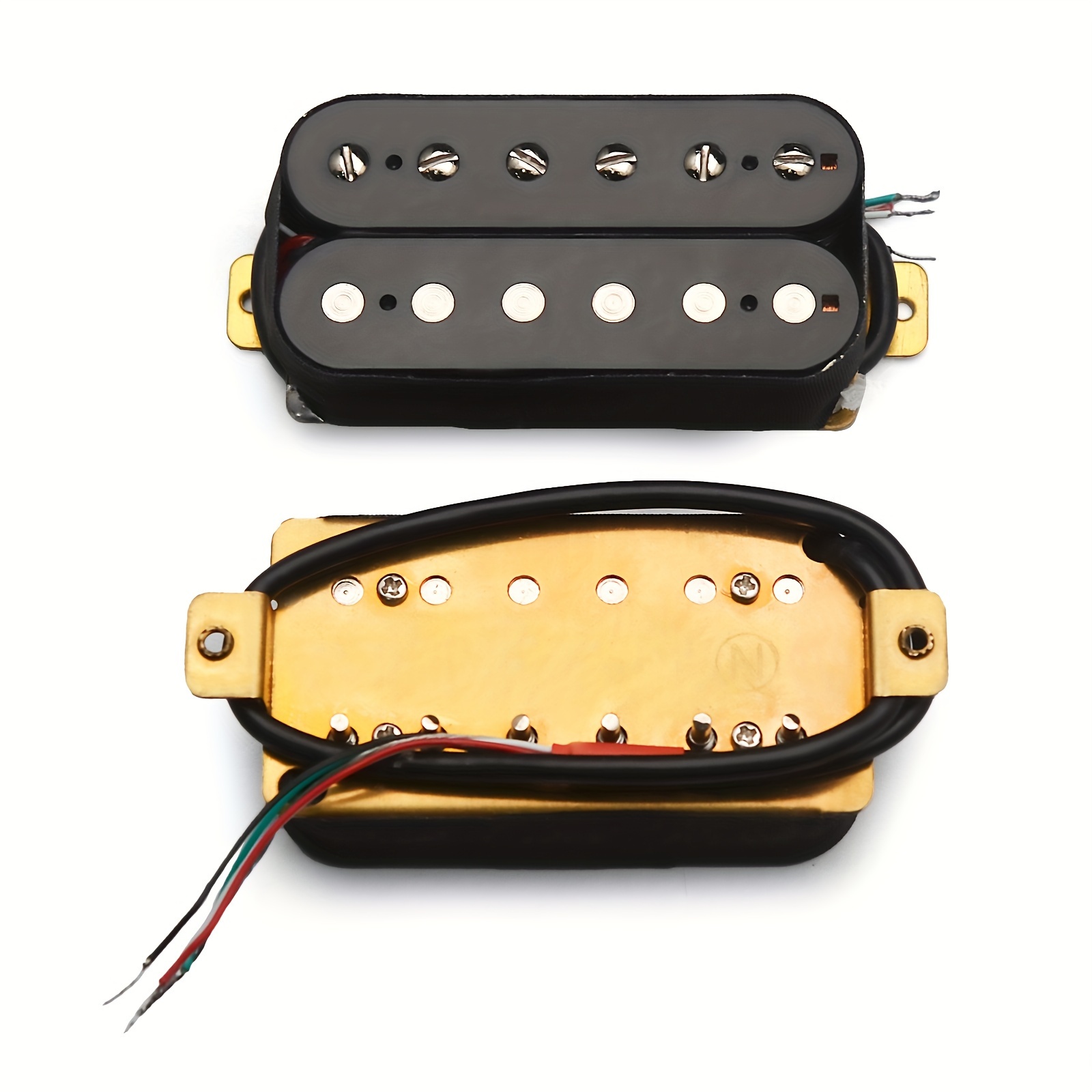 1 Set (N+) Humbucker Electric Guitar Pickup Set with Coil Splitting - High Output Dual Coil Design (7.5K/15K), 4-Conductor Cable for coil Splitting, Compatible with Strat, Les Paul, SG, for, Blues, Metal - & Plastic Bobbin
