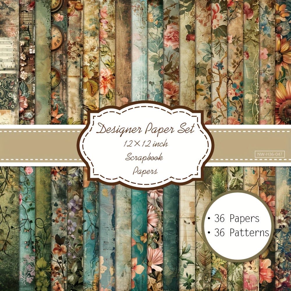 E-shop 36 Blatt 12 x 12 Zoll Papierblock, 36 verschiedene Designs, Kunsthandwerk Musterpapier für Scrapbooking Bastelkarten Kartonpapier, Dekorative