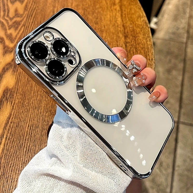 

Luxury Electroplated Magnetic Case Compatible With Iphone 11/12/13/14/15 Pro Max Plus With Wireless Charging Support, Shockproof Tpu Cover