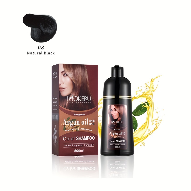 Image of Argan Oil 500ml Hair Dye Color Shampoo, Natural Plant Pigments, No Damage To Scalp And Effects, Quickly Covers Gray Hair, Suitable For Men And Women