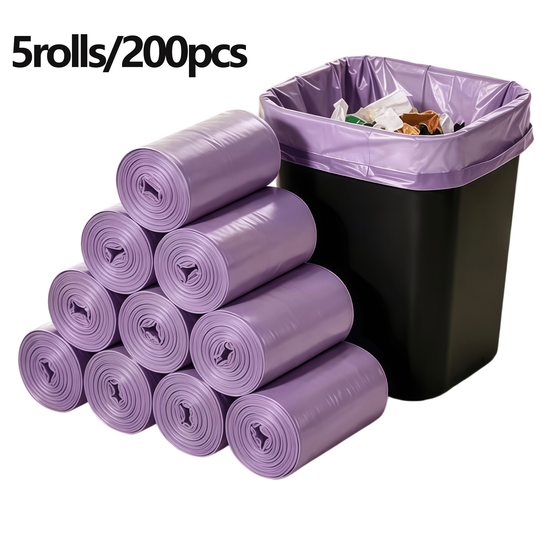 TEMU 200 Purple Flat-mouth Trash Bags, Suitable For Home, Kitchen, Office, And Outdoor Cleaning! Quick Storage For Added Convenience, And Won't ,