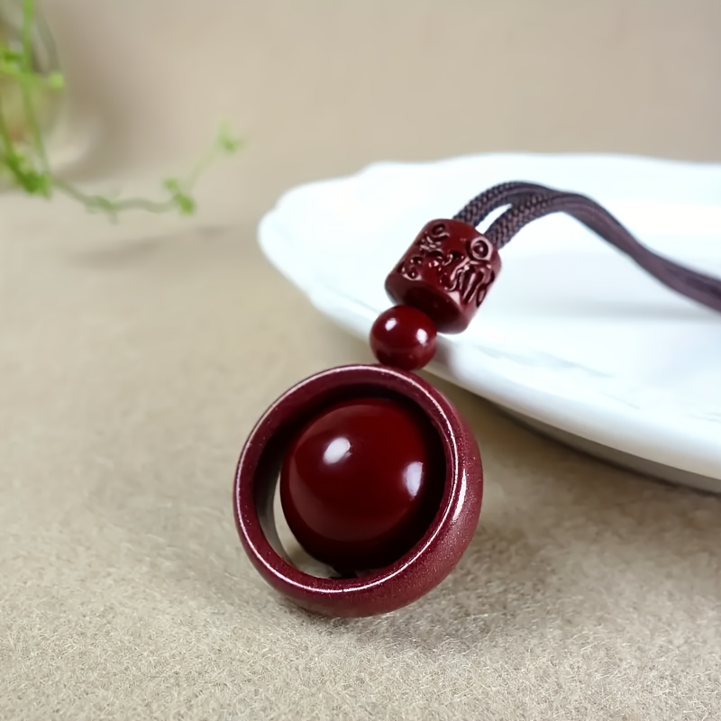 TEMU 1pc Rotating Pendant - Purple Original Year Symbol 6 True Characters Natural Stone Necklace With Safety Clasp, Unisex Elegant Accessory