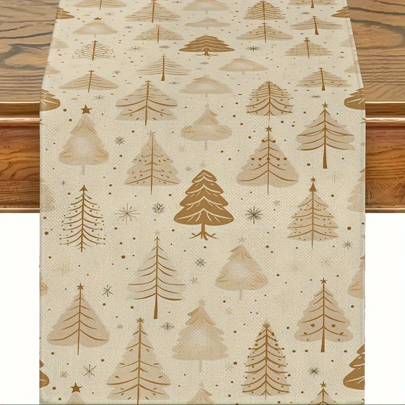 Image of 1pc, Christmas-themed Table Runner, Featuring A Vintage Christmas , Perfectly Suitable For Indoor And Outdoor Christmas Dining, Parties, New Year, And Holiday Decorations
