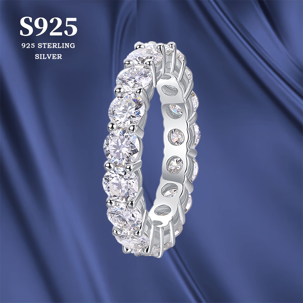 

1pc Eternity Ring, 3 Carat Moissanite Ring, S925 Silver Plated Men's Women's Gifts, Family, Friends, Mother's Day Event Jewelry, Daily Wear, Fashion And Elegance