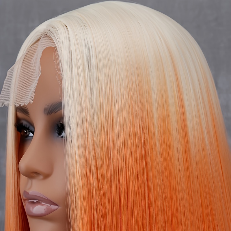Short Orange Wig Middle Part Blonde Bob Wig Synthetic Heat Resistant Wig Cosplay Wig Music Festival
