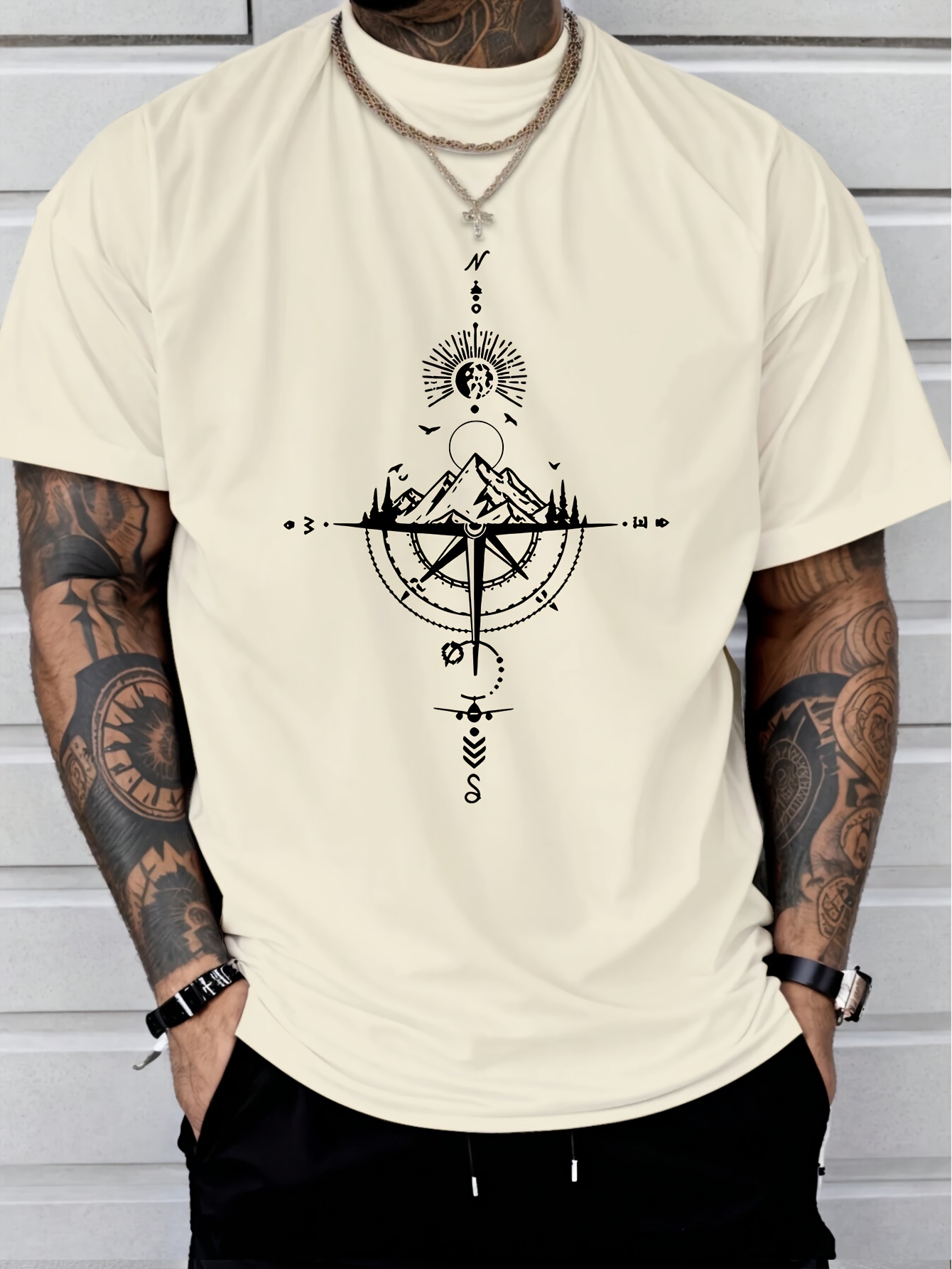T-shirt homme été en coton coupe ample confortable décontracté_voghion.com
