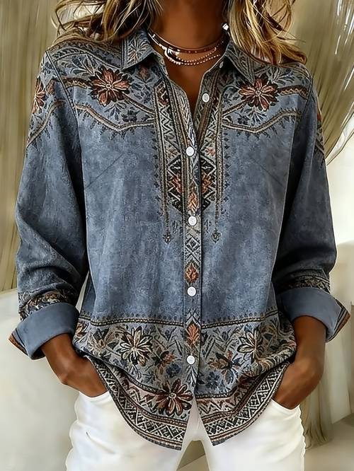plus size plus size retro baroque floral print womens plus size button up long sleeve blouse open front top