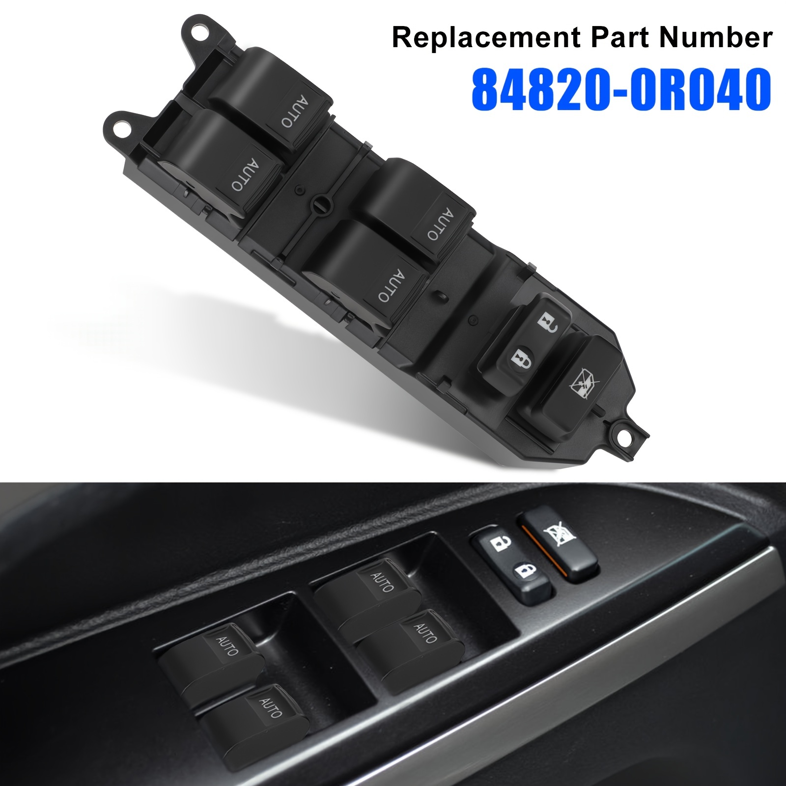 TEMU 1pc Led Switch For Tundra 2007-2021, Driver Side /down Control, Durable Abs Material, Illuminated Buttons, Black Replacement Part #84820-0r040