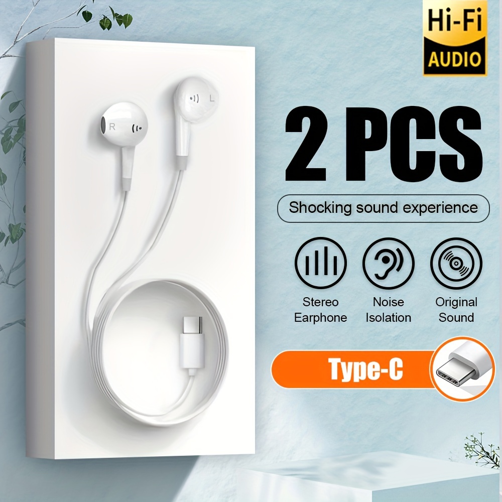 auriculares semi in ear cable tipo c 2pcs auriculares cable Temu