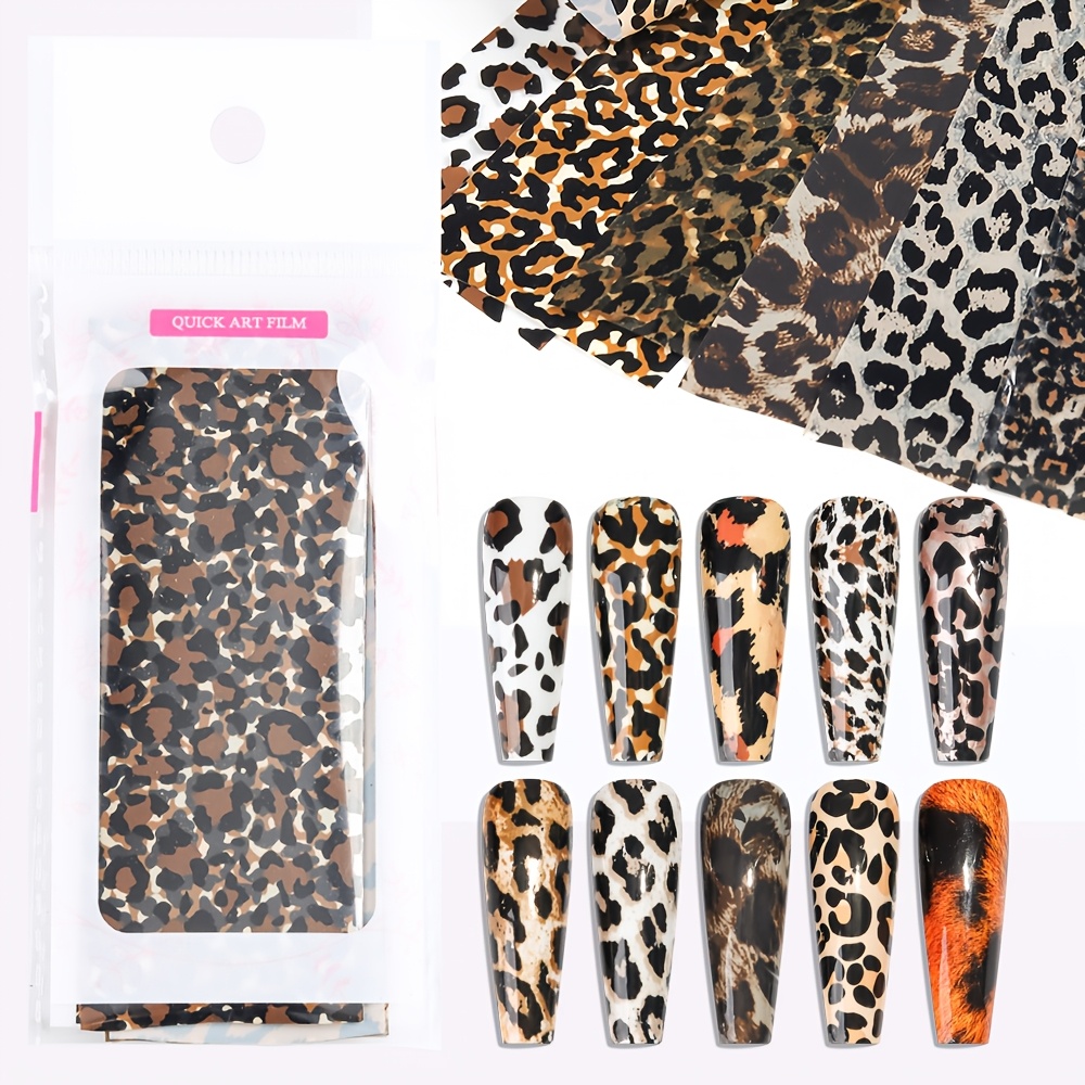TEMU Leopard Print Nail Transfer Paper, Vintage Animal Pattern, Suitable For Nail Art Enthusiasts, Nail Salons, Diy Nail Decoration, Trendy Nail