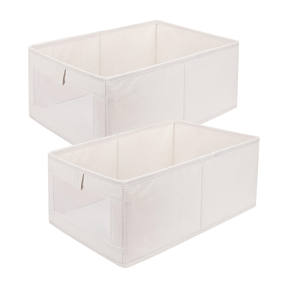 Storage Box, 2pcs Set Closet Organizer, Folding Box, Storage Bins With Clear Window For Closet, Clothes, Books, Cosmetics, (40 X 27 X 17 Cm), Under-bed Storage