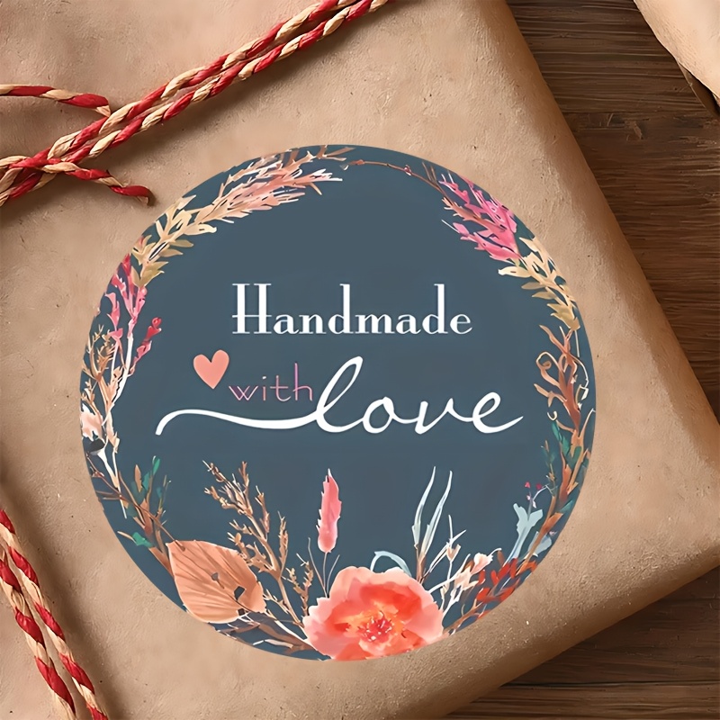 TEMU 120pcs Handmade Round Stickers Compatible For Diy Crafts, Handmade Products Packaging - Floral & Warm Tone Sheets With Multicolor Paper Labels,