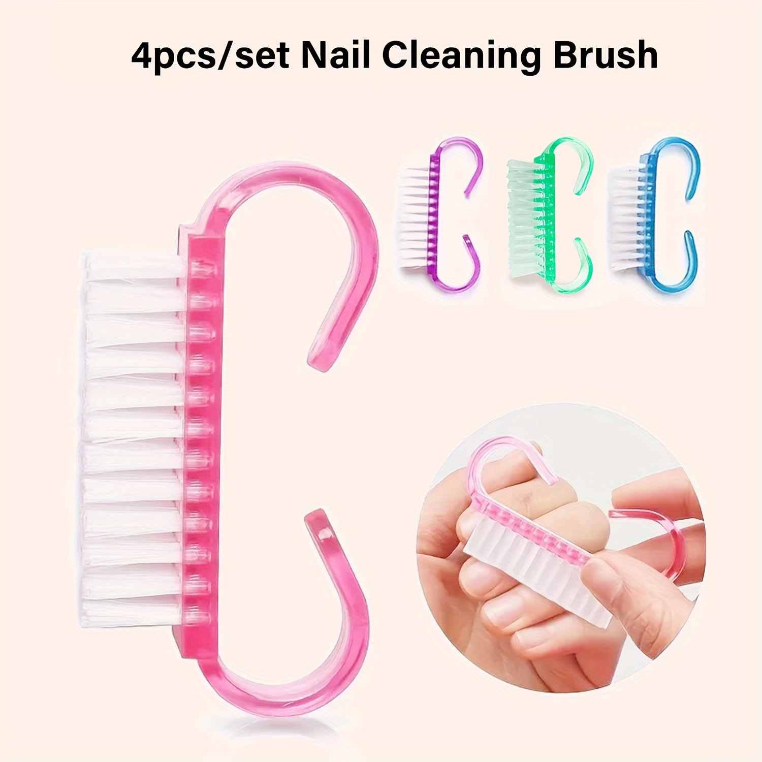 

4-pack Nail Cleaning Brushes With Ergonomic Handle - Unscented Pedicure Scrub Brushes For Toes And , Gentle Nail Care Brushes For Men And Women